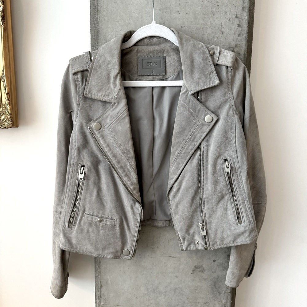 Genuine suede jacket-grey- SL8